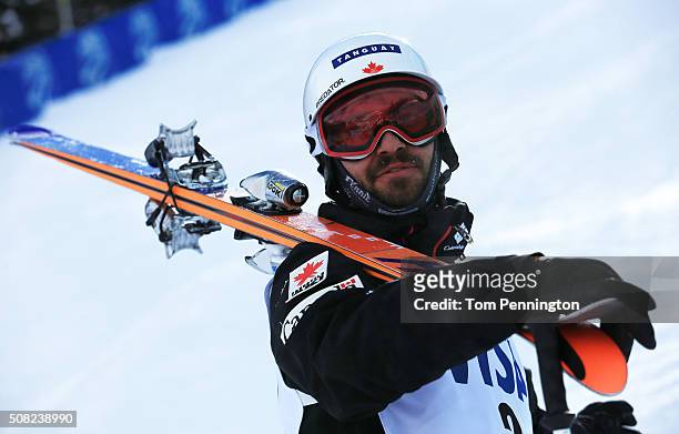 Philippe Marquis of Canada takes a practice run for the men's moguls for the 2016 FIS Freestyle Ski World Cup at Deer Valley Resort on February 3,...