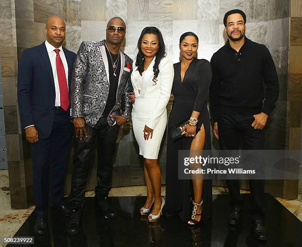 Kwanza Hall, Kirk Frost, Leigh Wise, Rasheeda and Dj Nabs attend the Live & die for Hip Hop Blackout Gala at Gallery 874 on January 29, 2016 in...
