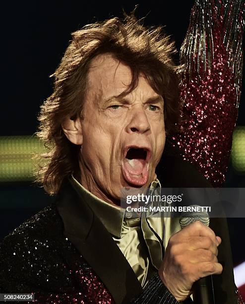 The English rock band Rolling Stones kick off their "America Latina Ole 2016" tour at the National Stadium in Santiago, on February 3, 2016. AFP...