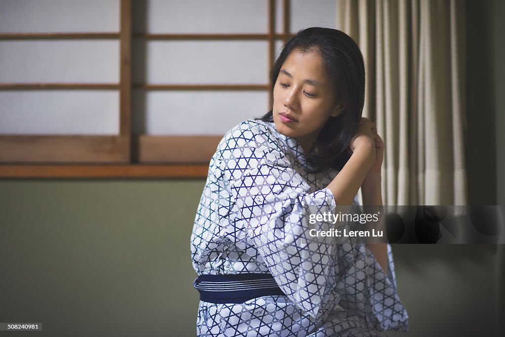 Woman wearing in japanese nightclothes
