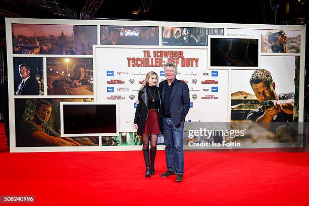Farina Flebbe and her father Hans-Joachim Flebbe attend the 'Off Duty' German premiere on February 03, 2016 in Berlin, Germany.