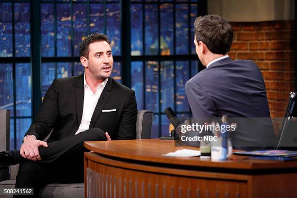 Episode 320 -- Pictured: New York Mets pitcher, Matt Harvey, during an interview with host Seth Meyers on February 3, 2016 --