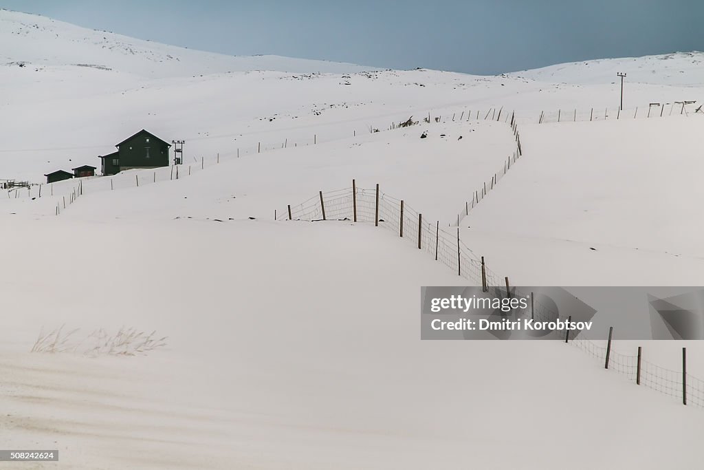 Rustic polar landscape on Mageroya island in Finnmark county of Norway