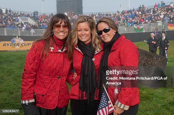 From L to R: Melissa Lehman, Tabitha Furyk, and Michelle Mell during the session four singles matches at the 38th Ryder Cup at the Twenty Ten Course...