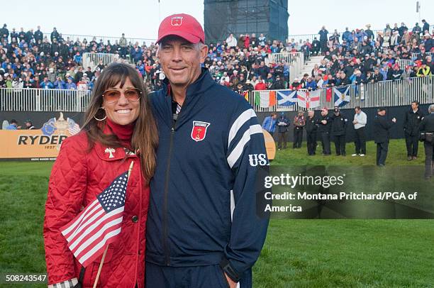 Melissa Lehman and Tom Lehman during the session four singles matches at the 38th Ryder Cup at the Twenty Ten Course at Celtic Manor in Newport,...