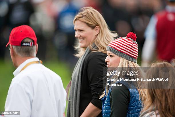 Kim Johnson and Kandi Harris during the continuation of Saturday's foursome and fourball matches at the 38th Ryder Cup at the Twenty Ten Course at...