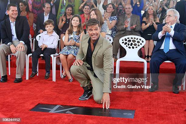 Ricky Martin receives a Star on the Puerto Rico Walk of Fame, Paseo de la Fama, on February 3, 2016 in San Juan, Puerto Rico.