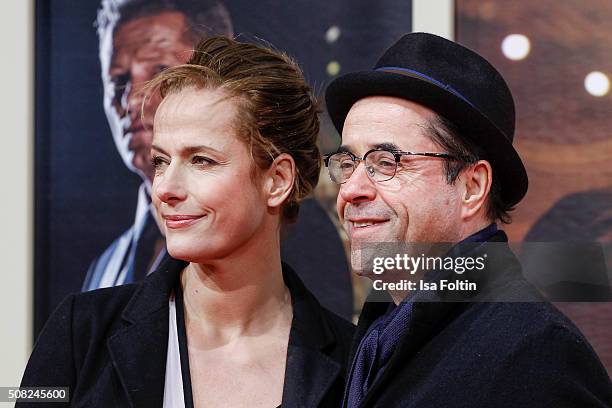 Claudia Michelsen and Jan Josef Liefers attend the 'Off Duty' German Premiere on February 03, 2016 in Berlin, Germany.