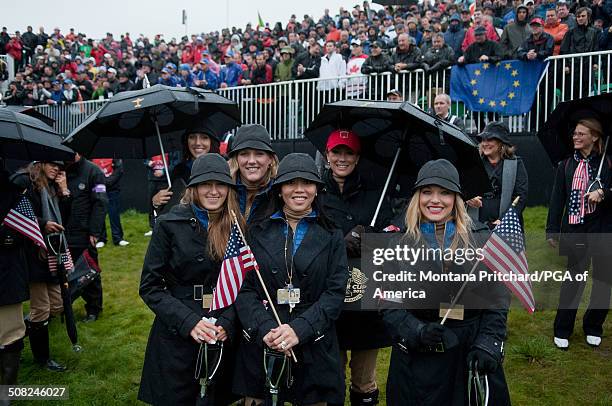 From L to R: Alexandra Browne, Kim Johnson, Lisa Pavin, Sybi Kuchar, and Kandi Harris during the morning fourball matches at the 38th Ryder Cup at...