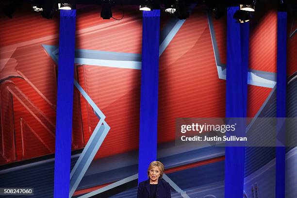 Democratic Presidential candidates Hillary Clinton speaks during a CNN and the New Hampshire Democratic Party hosted Democratic Presidential Town...