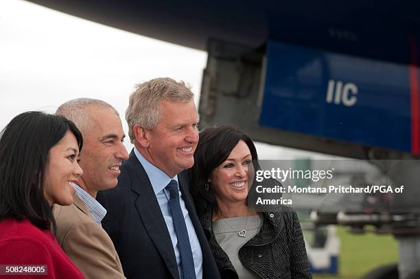 From L to R: Lisa Pavin, USA Ryder Cup Captain Corey Pavin, Europe Ryder Cup Captain Colin Montgomerie, and Gaynor Montgomerie, at the 38th Ryder Cup...