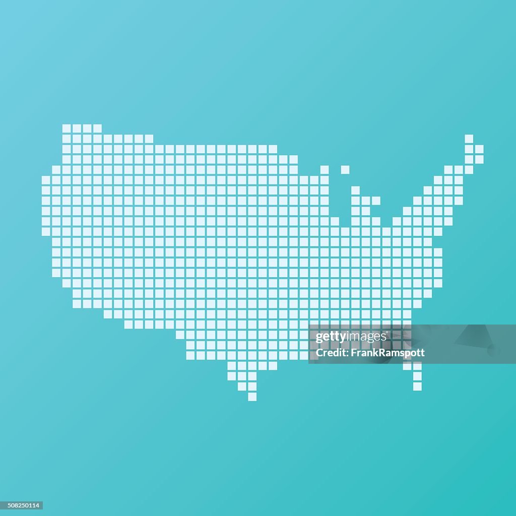 USA Map Basic Square Pattern Turquoise