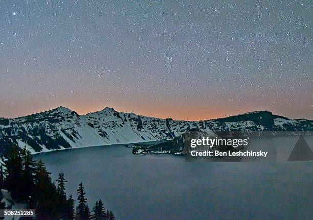 night at crater lake - crater lake stock pictures, royalty-free photos & images