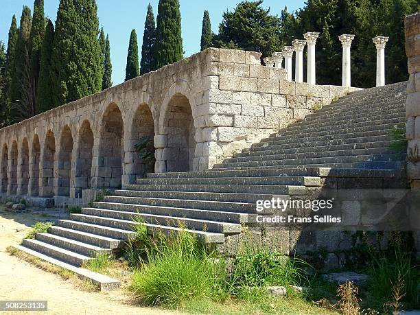 the sanctuary of asclepius on the island of kos - kos foto e immagini stock