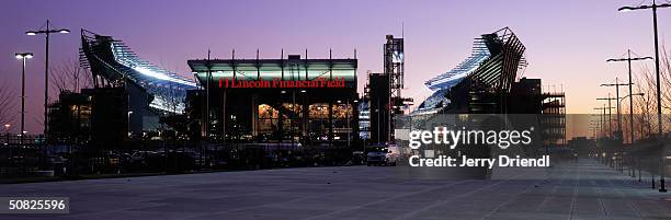 An exterior view of Lincoln Financial Field during the game between the Philadelphia Eagles and the Dallas Cowboys on December 7, 2003 in...