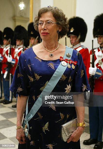 Princess Elisabeth, cousin of Queen Margrethe II of Denmark, attends a celebratory dinner at Christiansborg Palace on May 11, 2004 in honor of the...