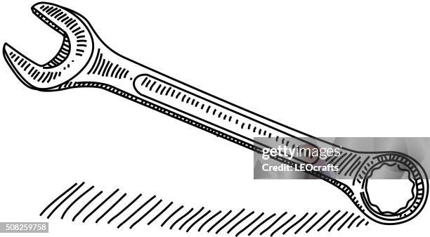spanners drawing - holding spanner stock illustrations
