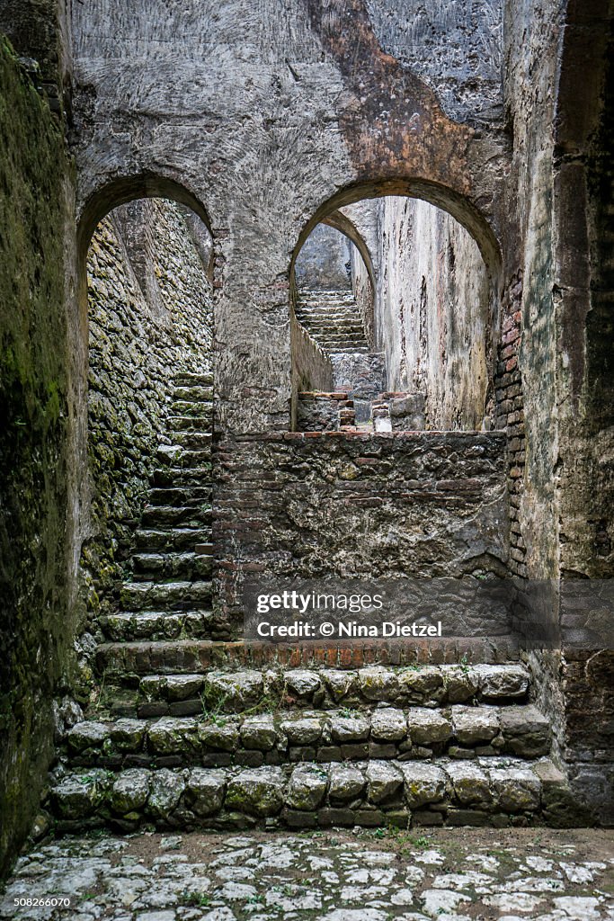 Arched interior, and stairs of the Citadelle Laferrière, Haiti's most famous fortress