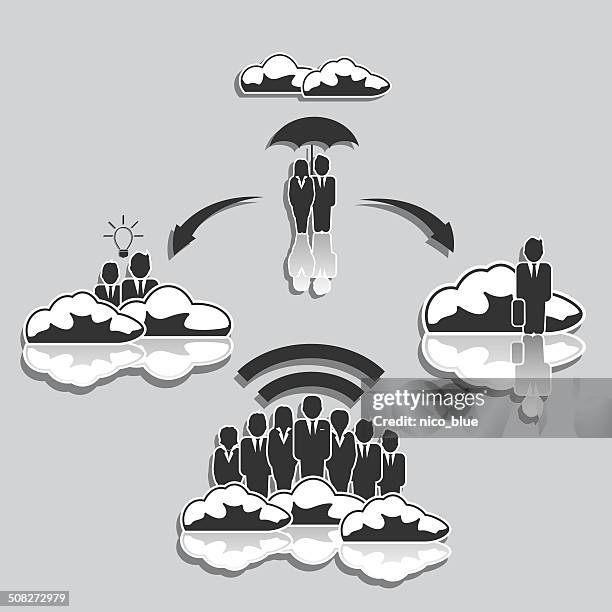 business cloud cycles - surrounded by data stock illustrations