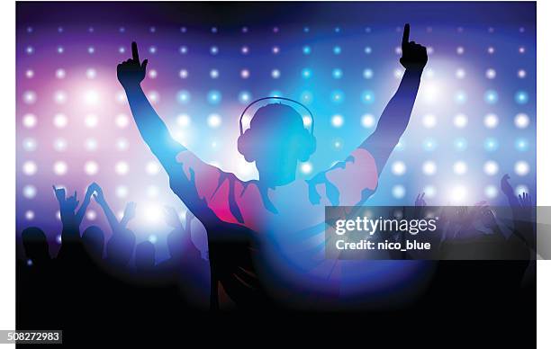 techno dj - dance music stock illustrations