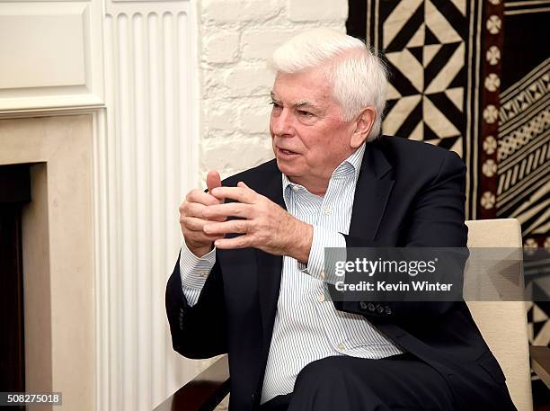 Former U.S. Senator Chris Dodd, Chairman and CEO of the Motion Picture Association of America appears at La Residence de France on February 3, 2016...