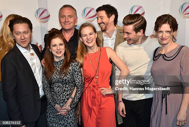 Adrian Topol, Josefine Preuss, Alicia von Rittberg, Bernhard Schir, Oliver Berben, Jannik Schuemann during the 'Die Hebamme II' Munich Premiere at...