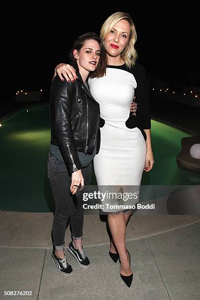 Actress Kristen Stewart and Stylist Tara Swennen attend the Albright Fashion Library LA Launch on February 3, 2016 in Beverly Hills, California.