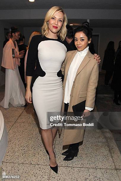 Stylist Tara Swennen and actress Aimee Garcia attend the Albright Fashion Library LA Launch on February 3, 2016 in Beverly Hills, California.
