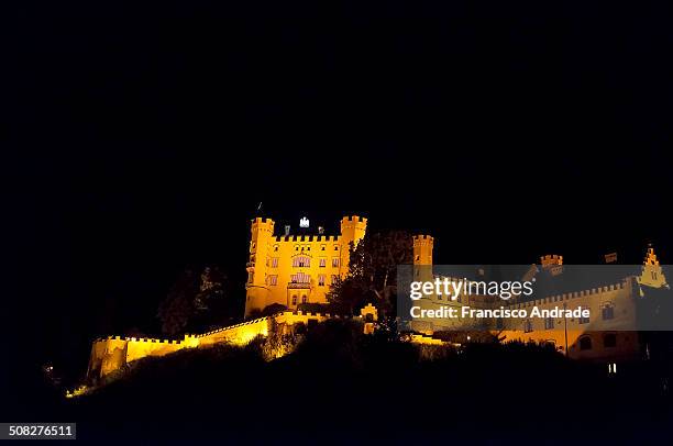 View of Castle Hohenschwangau night in the village of Schwangau near the town of Fussen. Bavaria Germany. Vista do Castelo de Hohenschwangau a noite...