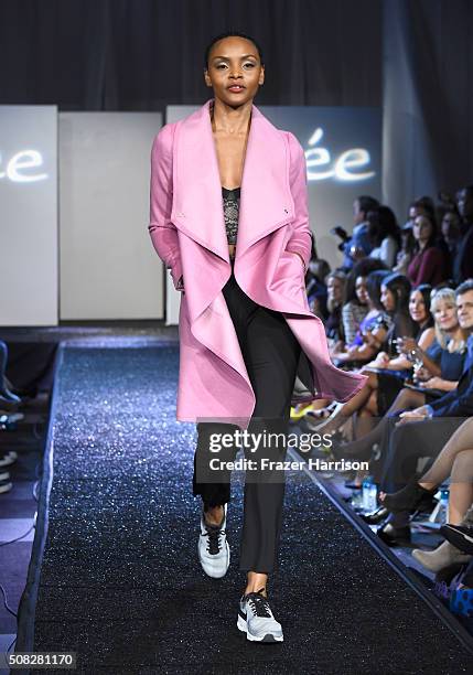 Model walks the runway during Glazer Palooza and Suits and Sneakers on February 3, 2016 in San Francisco, California.