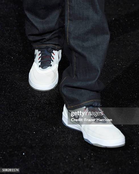 Model's shoe detail onstage during Glazer Palooza and Suits and Sneakers on February 3, 2016 in San Francisco, California.