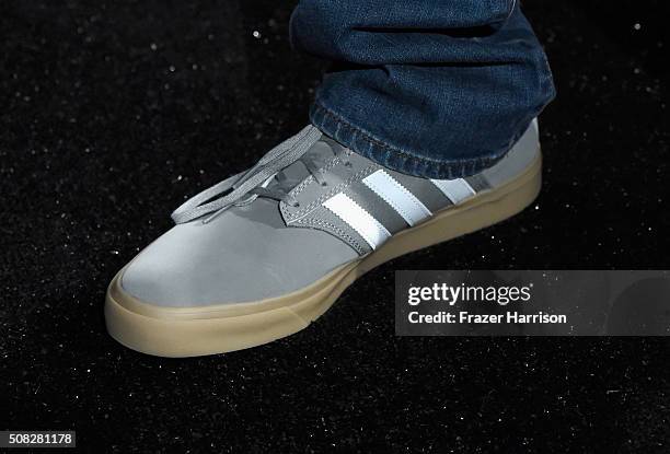 Model's shoe detail onstage during Glazer Palooza and Suits and Sneakers on February 3, 2016 in San Francisco, California.