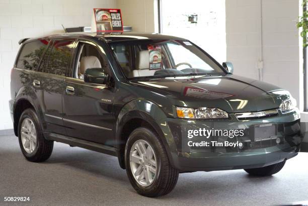 New Isuzu Axiom stands on display at Schaumburg Isuzu May 12, 2004 in Schaumburg, Illinois. Isuzu plans on discontinuing its Rodeo sport utility...