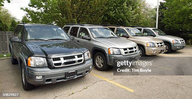 New Isuzu Ascender sport utility vehicles are parked at Schaumburg Isuzu May 12, 2004 in Schaumburg, Illinois. Isuzu plans on discontinuing their...