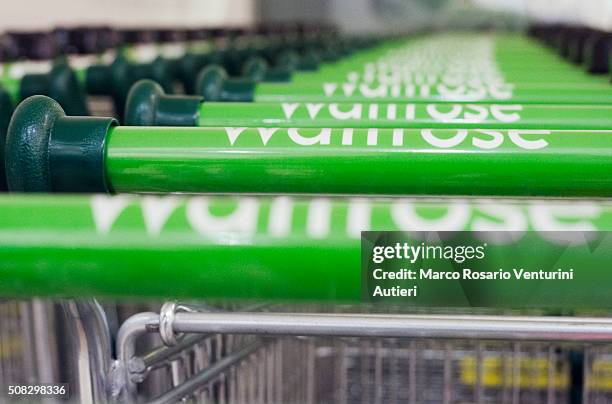 waitrose brand shopping trolleys - waitrose bildbanksfoton och bilder