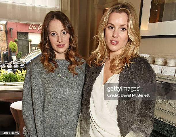 Rosie Fortescue and Caggie Dunlop attend the launch of Forte Organics hosted by Irene Forte at Brown's Hotel, a Rocco Forte Hotel, on February 4,...