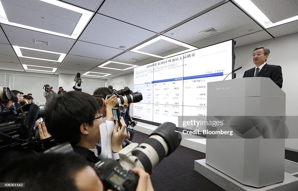 Sharp Corp. President Kozo Takahashi Attends Third-Quarter Earnings News Conference