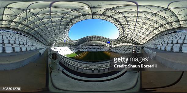General view inside the Stade Velodrome on February 4, 2016 in Marseille, France.