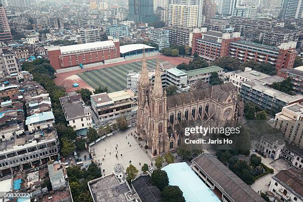 shishi sacred heart cathedral,guangzhou,china. - chinese house churches stock pictures, royalty-free photos & images