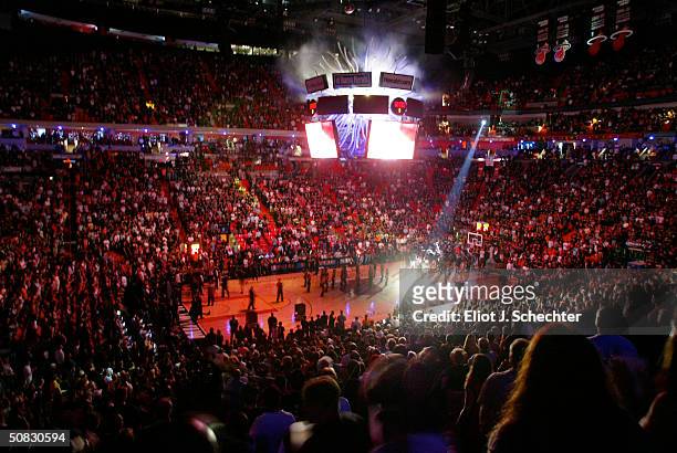 General view of the court during pregame festivities before the Miami Heat host the Indiana Pacers in Game Four of the Eastern Conference Semifinals...