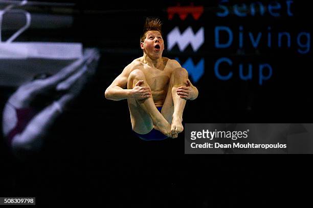 Dylan Justin Vork of the Netherlands competes in the Men 3m Open, preliminary round during the Senet Diving Cup held at Pieter van den Hoogenband...