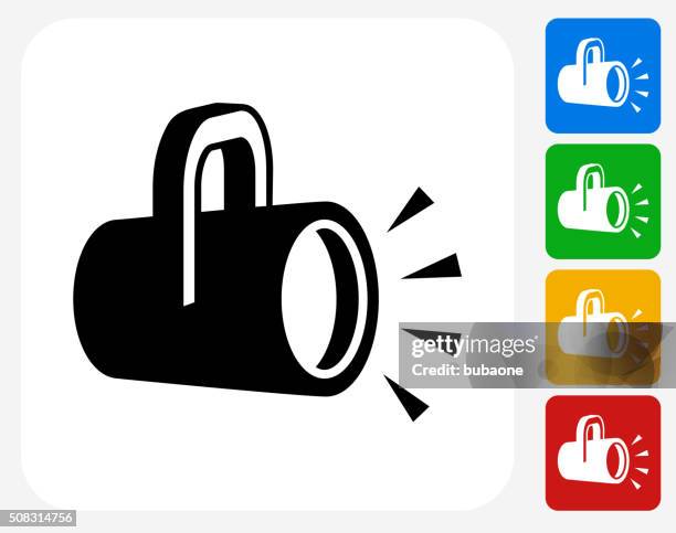 illustrazioni stock, clip art, cartoni animati e icone di tendenza di luci progettazione grafico icona piatta - riflettore lenticolare