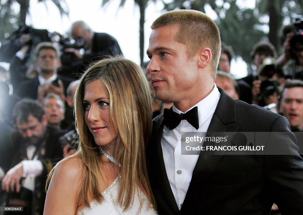 US actor Brad Pitt and his wife Jennifer