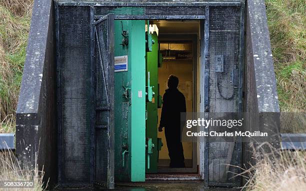 The main entrance and blast door at the nuclear bunker site on the Woodside Road industrial estate on February 4, 2016 in Ballymena, Northern...