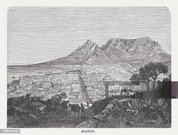 Cape Town In South Africa Wood Engraving Published In 1882 High-Res Vector Graphic
