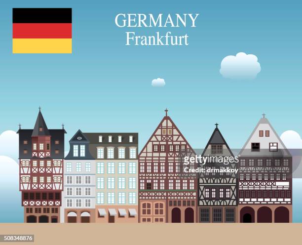 frankfurt skyline - hesse germany stock illustrations