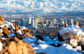 Reno, Nevada hidden behind some snow and rocks