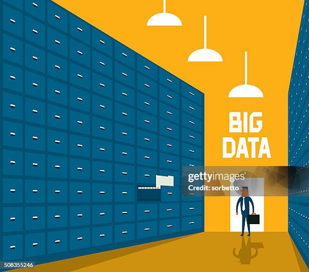 ilustraciones, imágenes clip art, dibujos animados e iconos de stock de grandes datos - fichero archivador