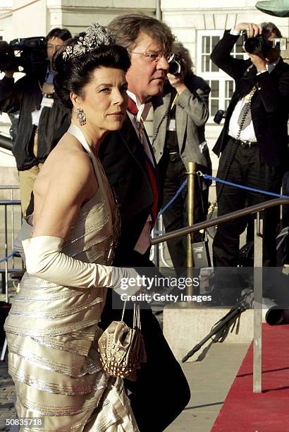 Princess of Hanover Caroline and husband Ernst-August arrive to the Royal Theatre to attend a gala performance in honor of Danish Crown Prince...