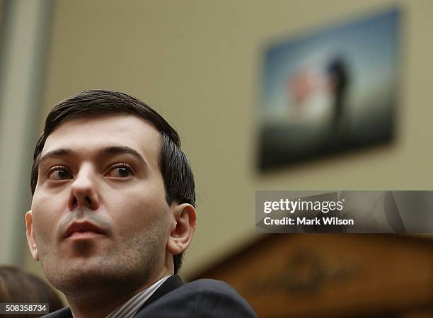 Martin Shkreli, former CEO of Turing Pharmaceuticals LLC., listens to questions during a House Oversight and Government Reform Committee hearing on...